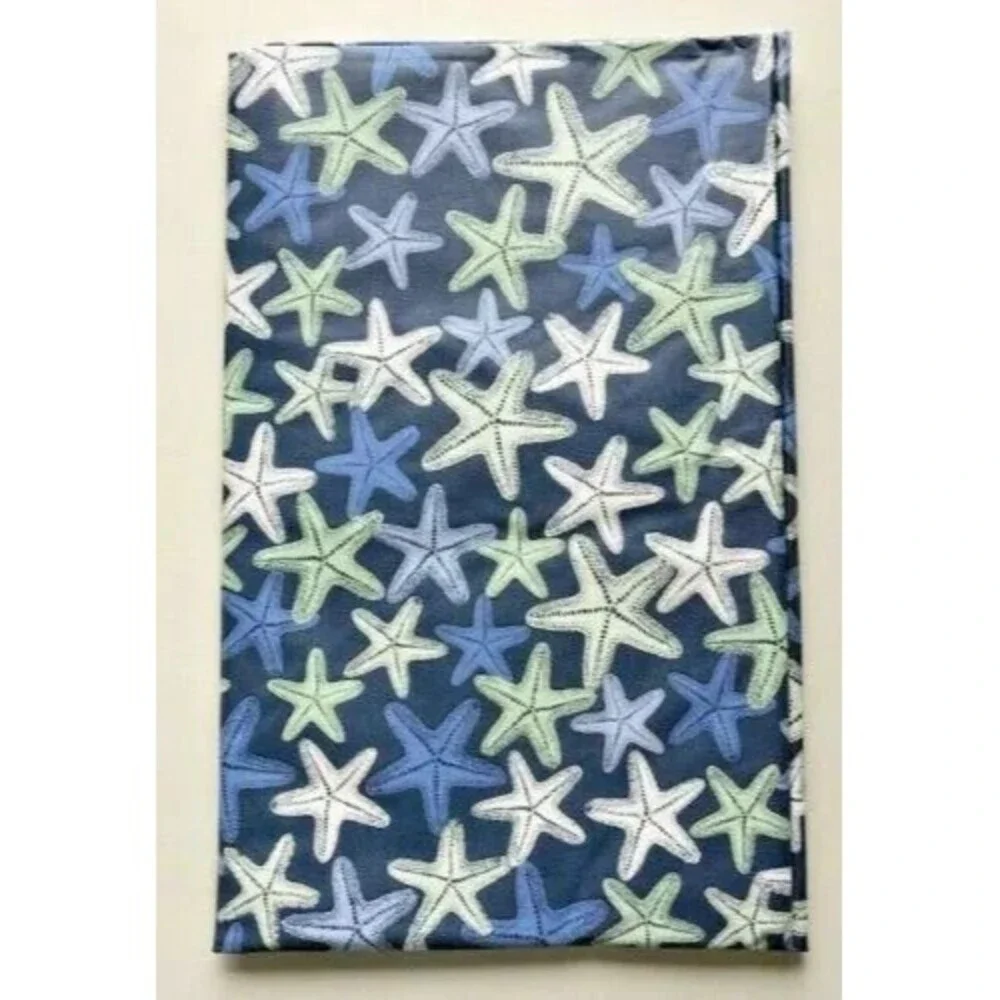 Starfish Tablecloth Flannel Backed Vinyl Summer Beach House Nautical 52x90